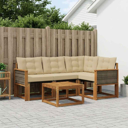 Udendørs sofagruppe med pude 5 pcs Naturlig og Beige