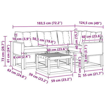 Udendørs sofagruppe med pude 5 pcs Naturlig og Beige
