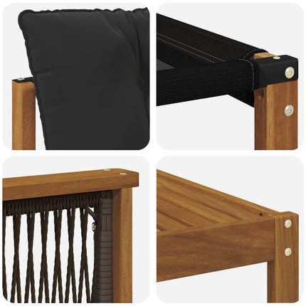 Udendørs sofagruppe med pude 5 pcs Naturfarvet og sort