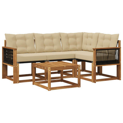 Udendørs sofagruppe med pude 5 pcs Naturlig og Beige
