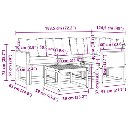 Udendørs sofagruppe med pude 5 pcs Naturlig og Beige
