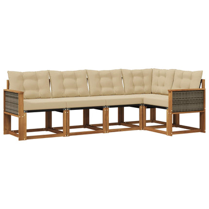 Udendørs sofagruppe med pude 5 pcs Naturlig og Beige