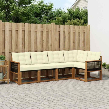 Udendørs sofagruppe med pude 5 pcs Naturlig og Fløde