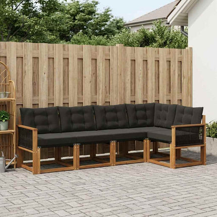 Udendørs sofagruppe med pude 5 pcs Naturfarvet og sort