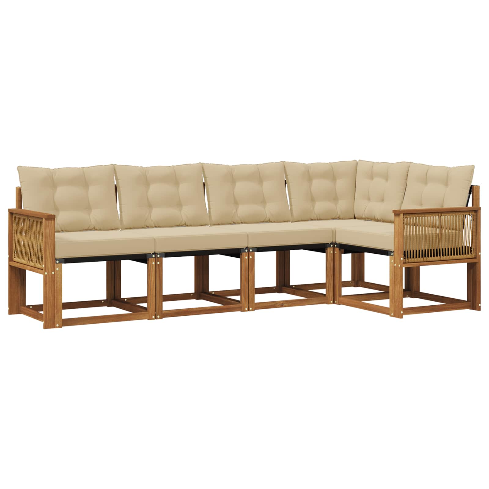 Udendørs sofagruppe med pude 5 pcs Naturlig og Beige
