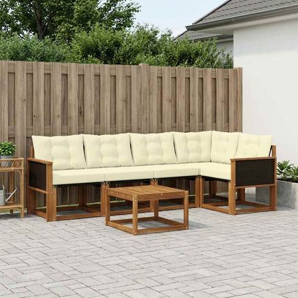 Udendørs sofagruppe med pude 6 pcs Naturlig og Fløde