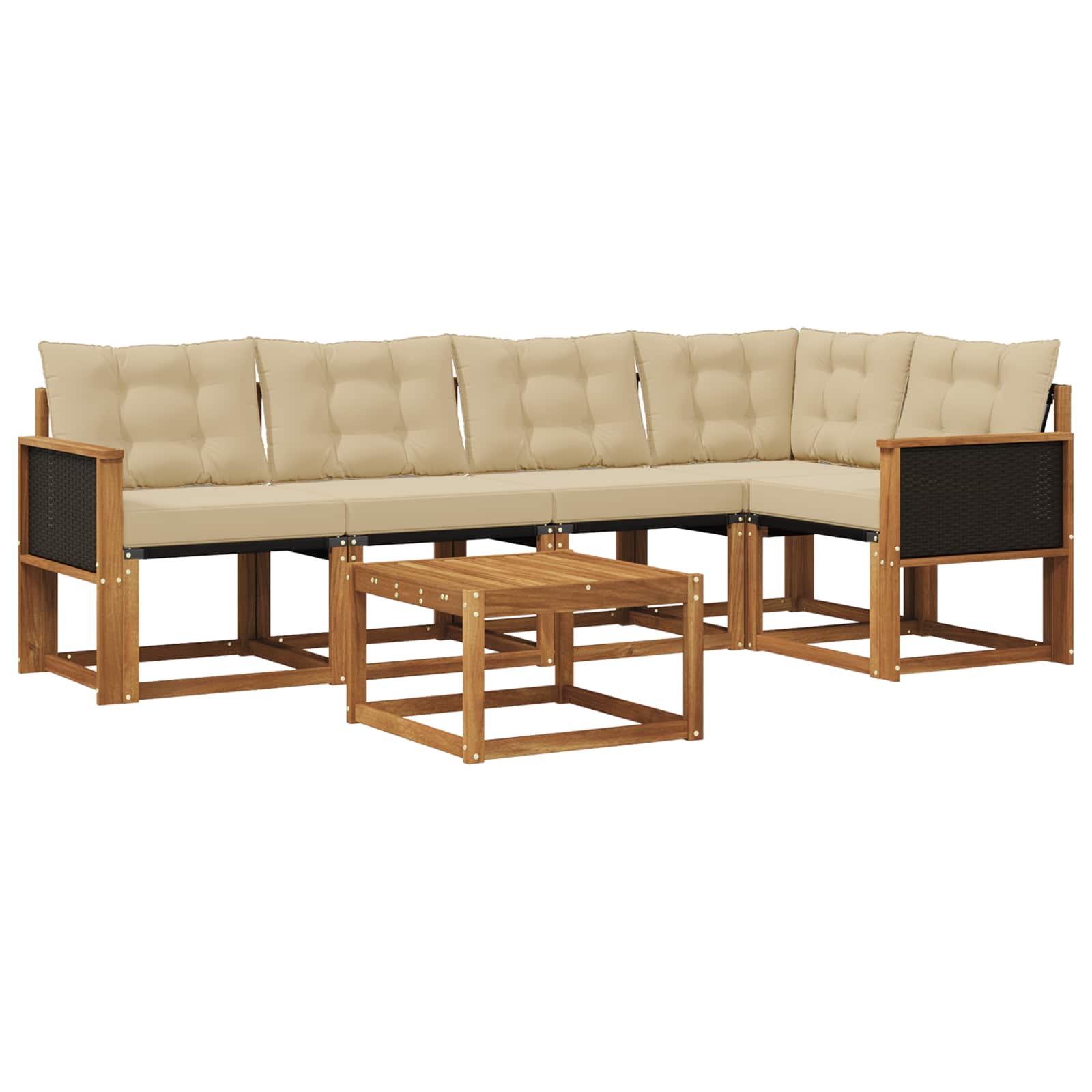 Udendørs sofagruppe med pude 6 pcs Naturlig og Beige