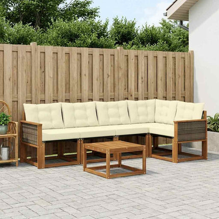 Udendørs sofagruppe med pude 6 pcs Naturlig og Fløde