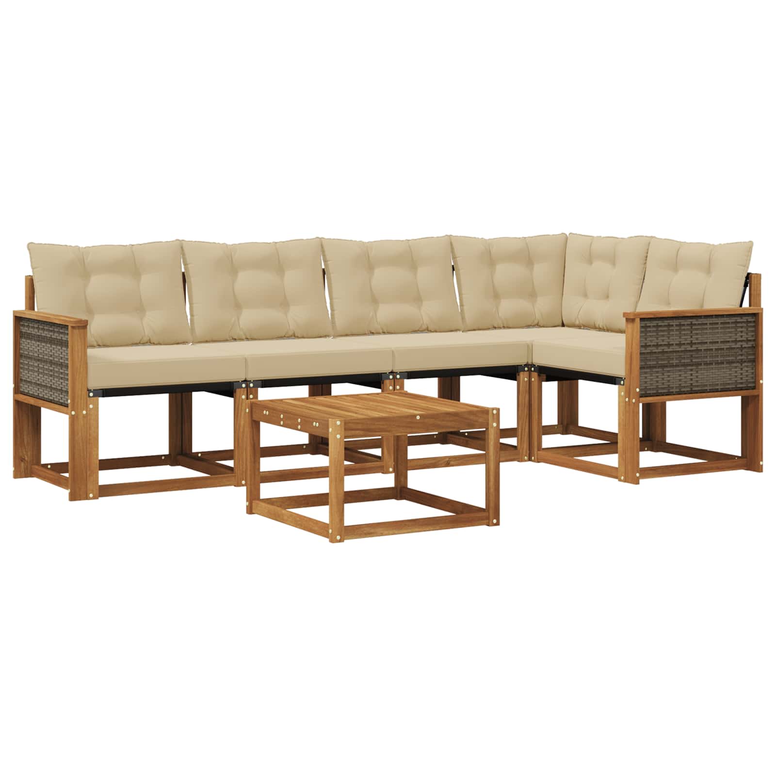 Udendørs sofagruppe med pude 6 pcs Naturlig og Beige
