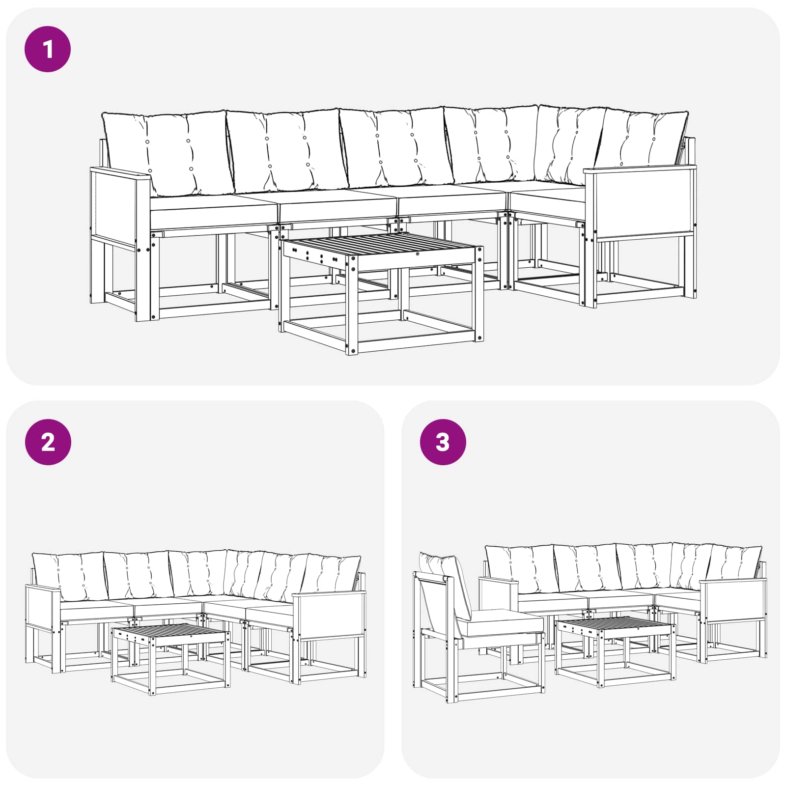 Udendørs sofagruppe med pude 6 pcs Naturlig og Beige