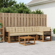 Udendørs sofagruppe med pude 6 pcs Naturlig og Beige