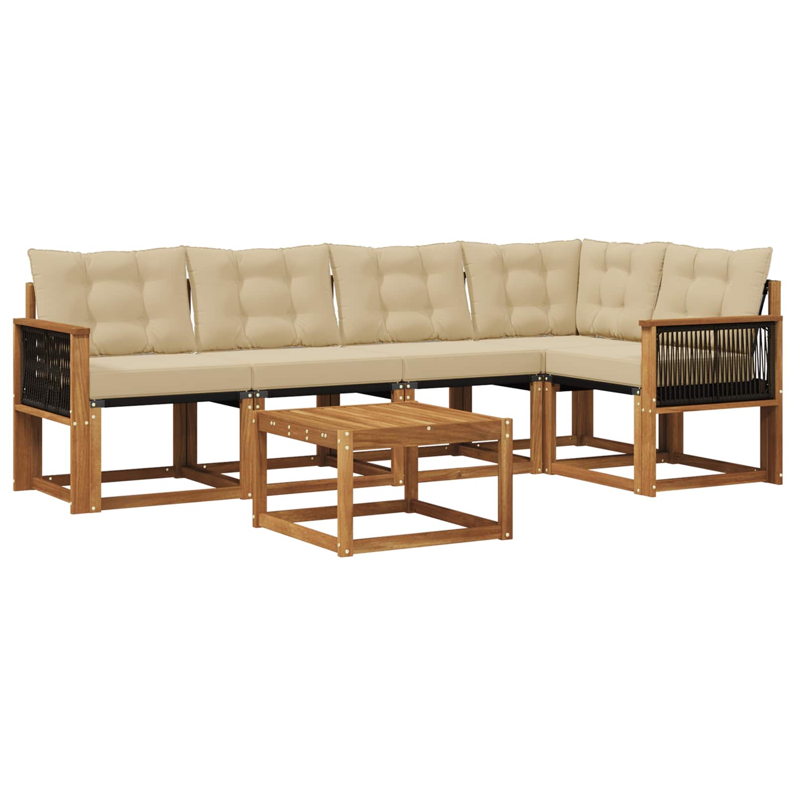 Udendørs sofagruppe med pude 6 pcs Naturlig og Beige