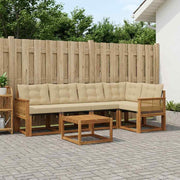 Udendørs sofagruppe med pude 6 pcs Naturlig og Beige