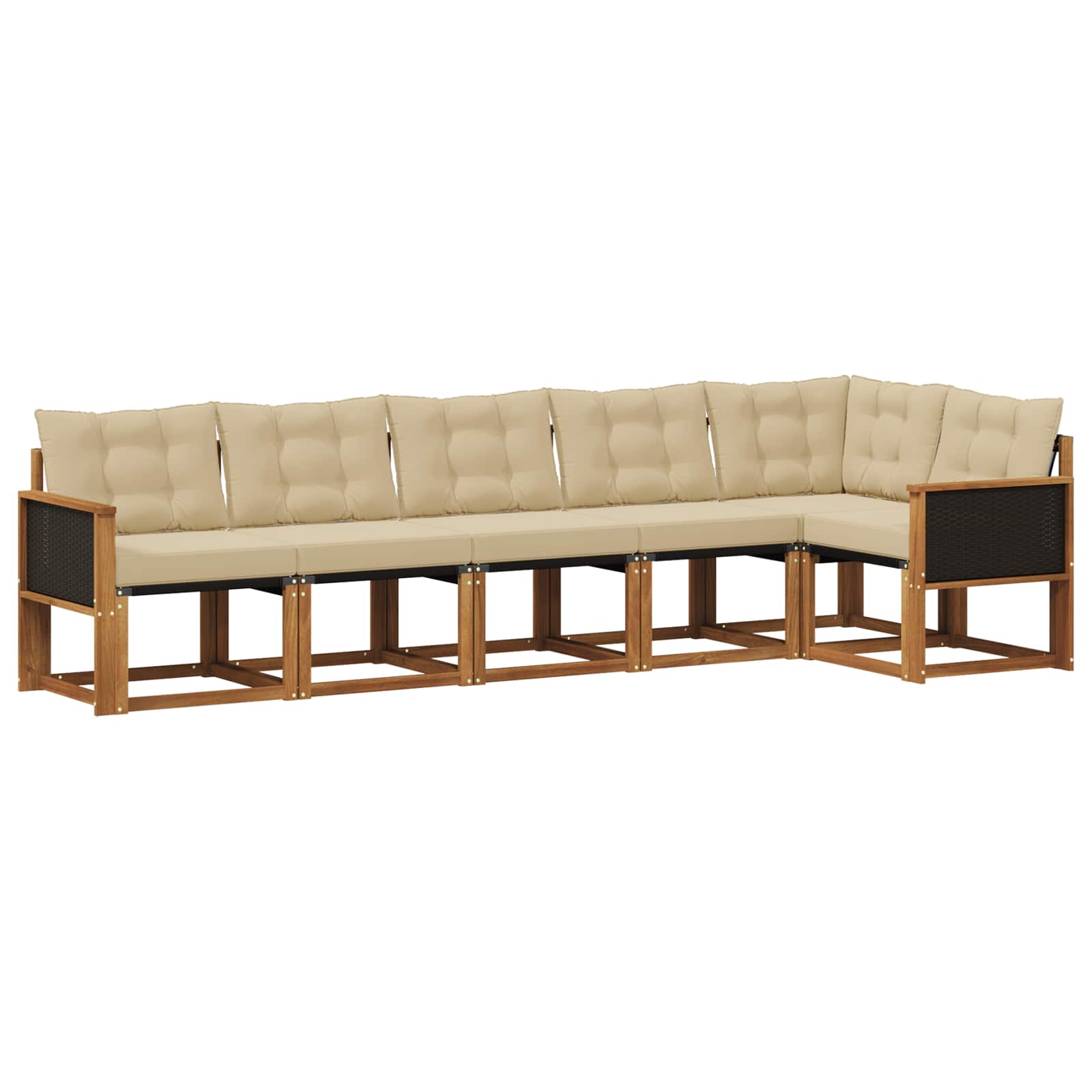 Udendørs sofagruppe med pude 6 pcs Naturlig og Beige