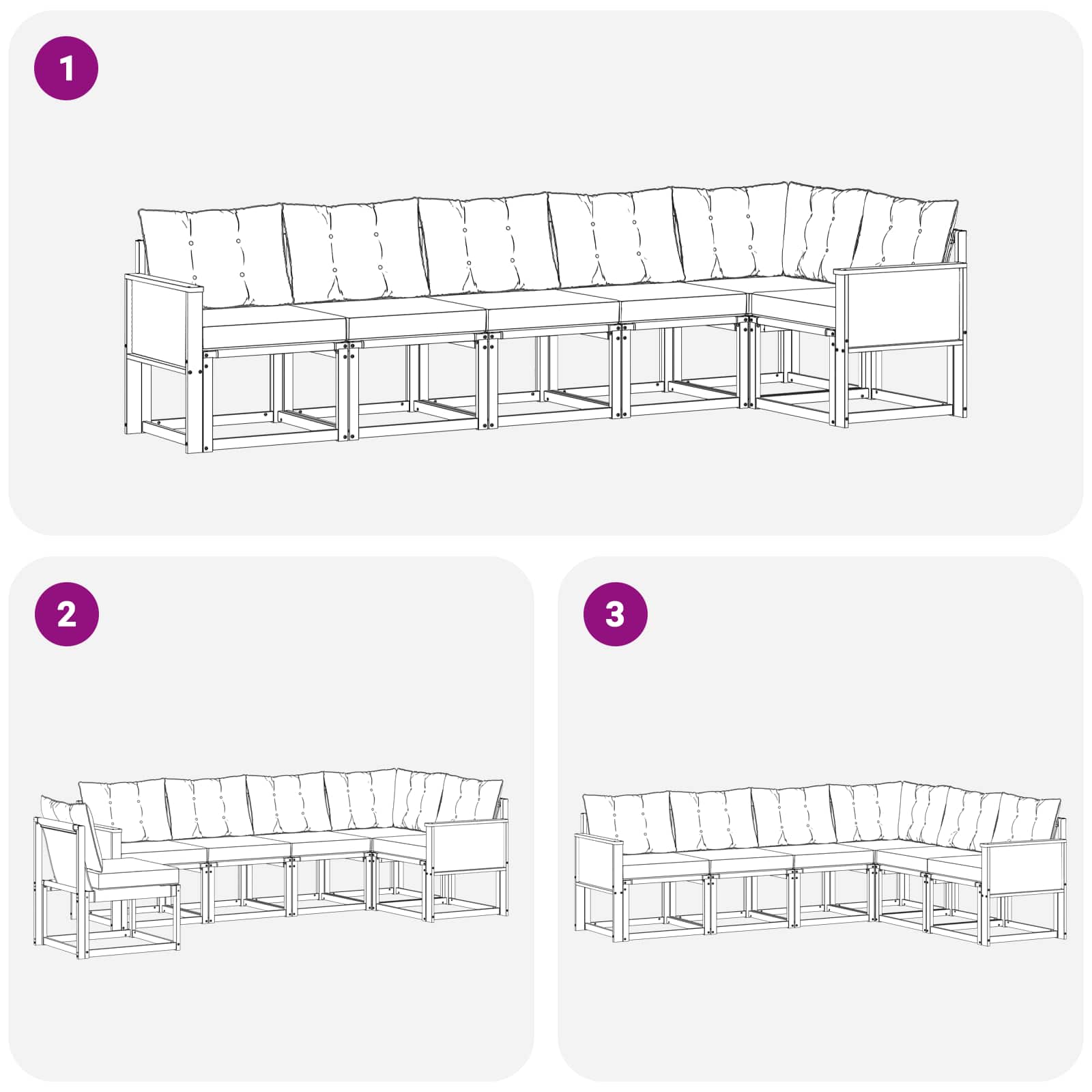 Udendørs sofagruppe med pude 6 pcs Naturlig og Beige