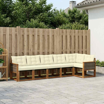 Udendørs sofagruppe med pude 6 pcs Naturlig og Fløde