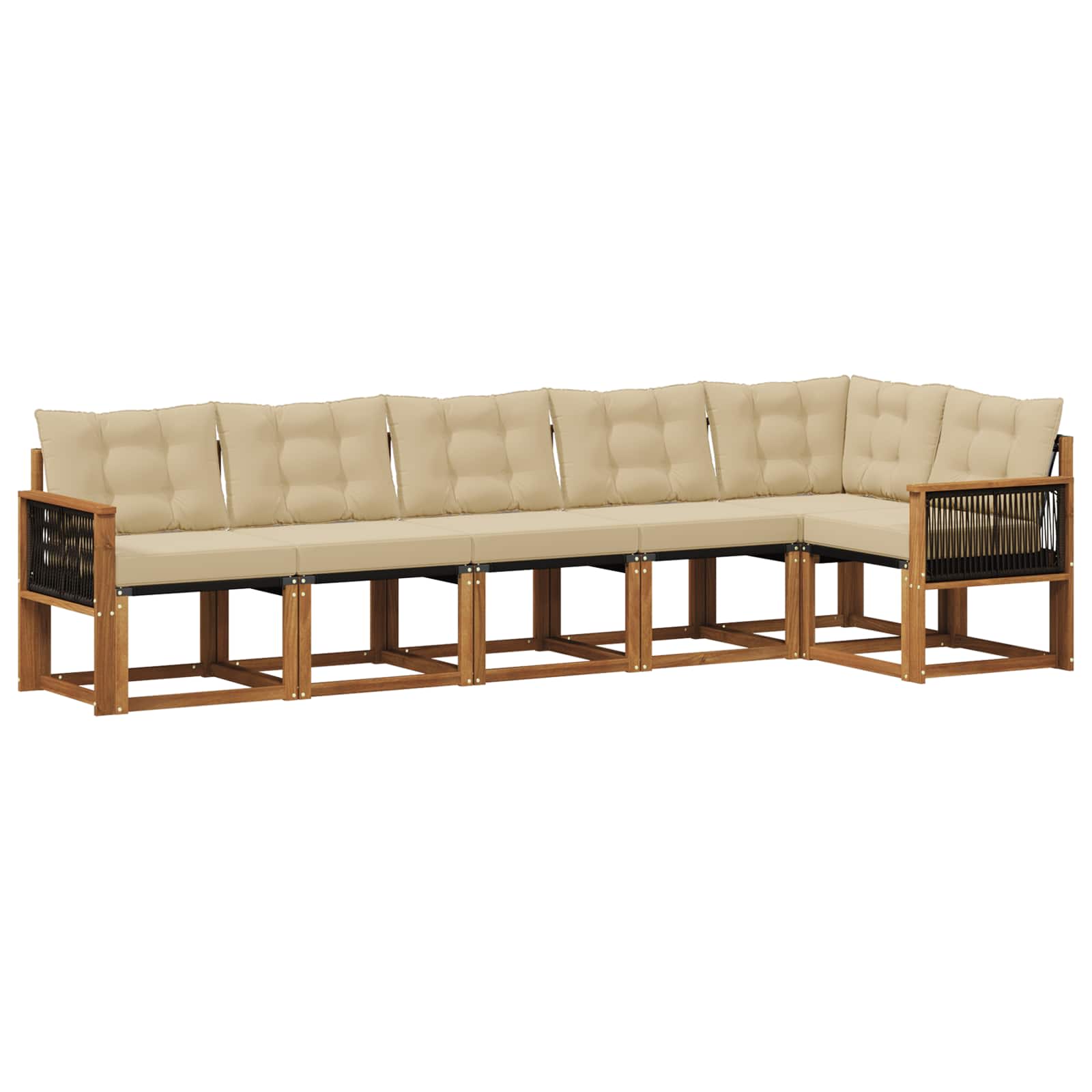 Udendørs sofagruppe med pude 6 pcs Naturlig og Beige