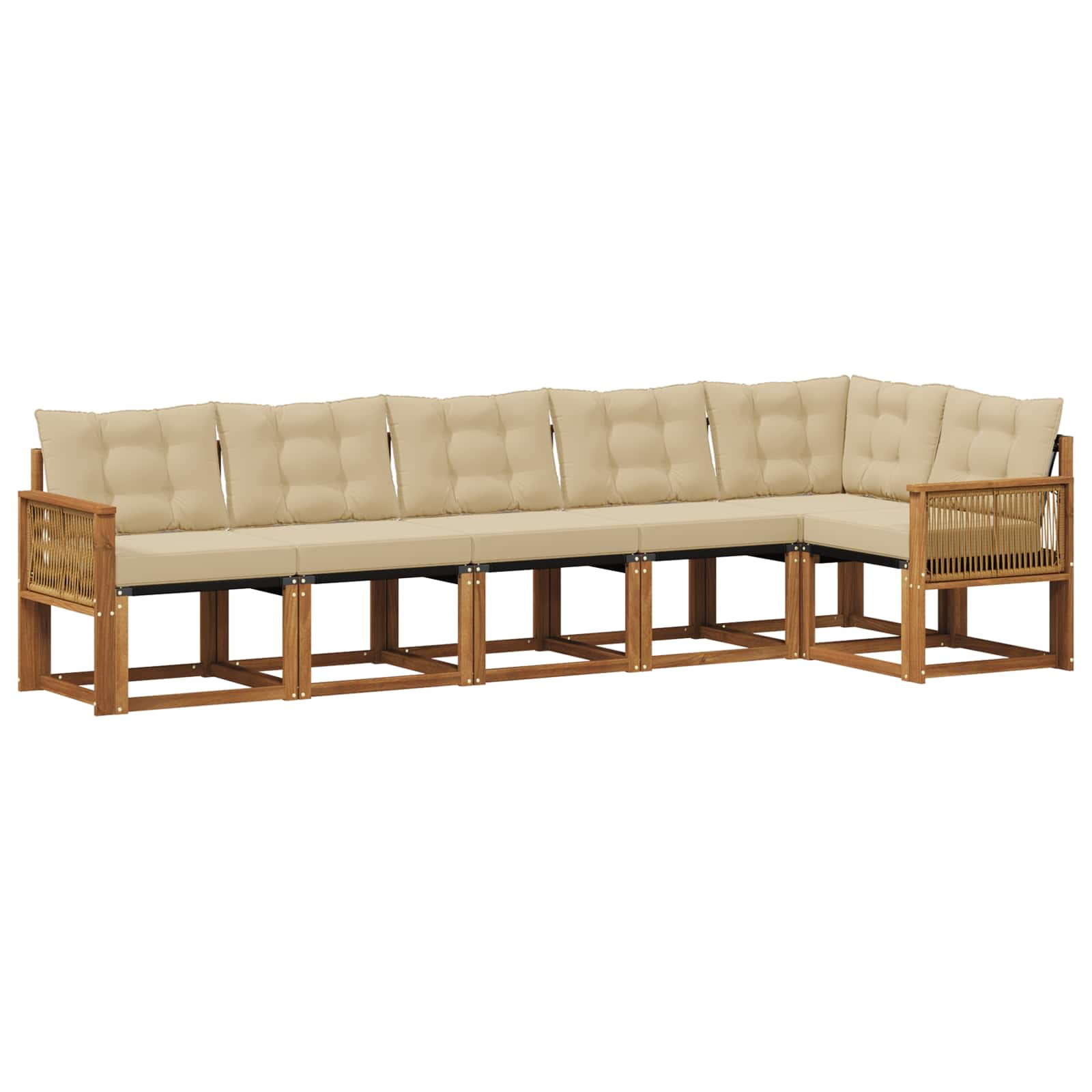 Udendørs sofagruppe 6 pcs Naturlig og Beige