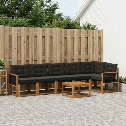 Udendørs sofagruppe med pude 7 pcs Naturfarvet og sort
