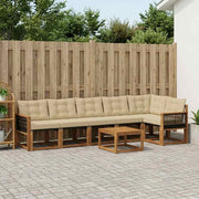 Udendørs sofagruppe med pude 7 pcs Naturlig og Beige