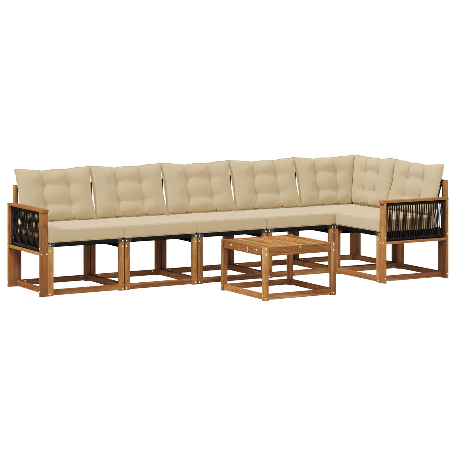 Udendørs sofagruppe med pude 7 pcs Naturlig og Beige