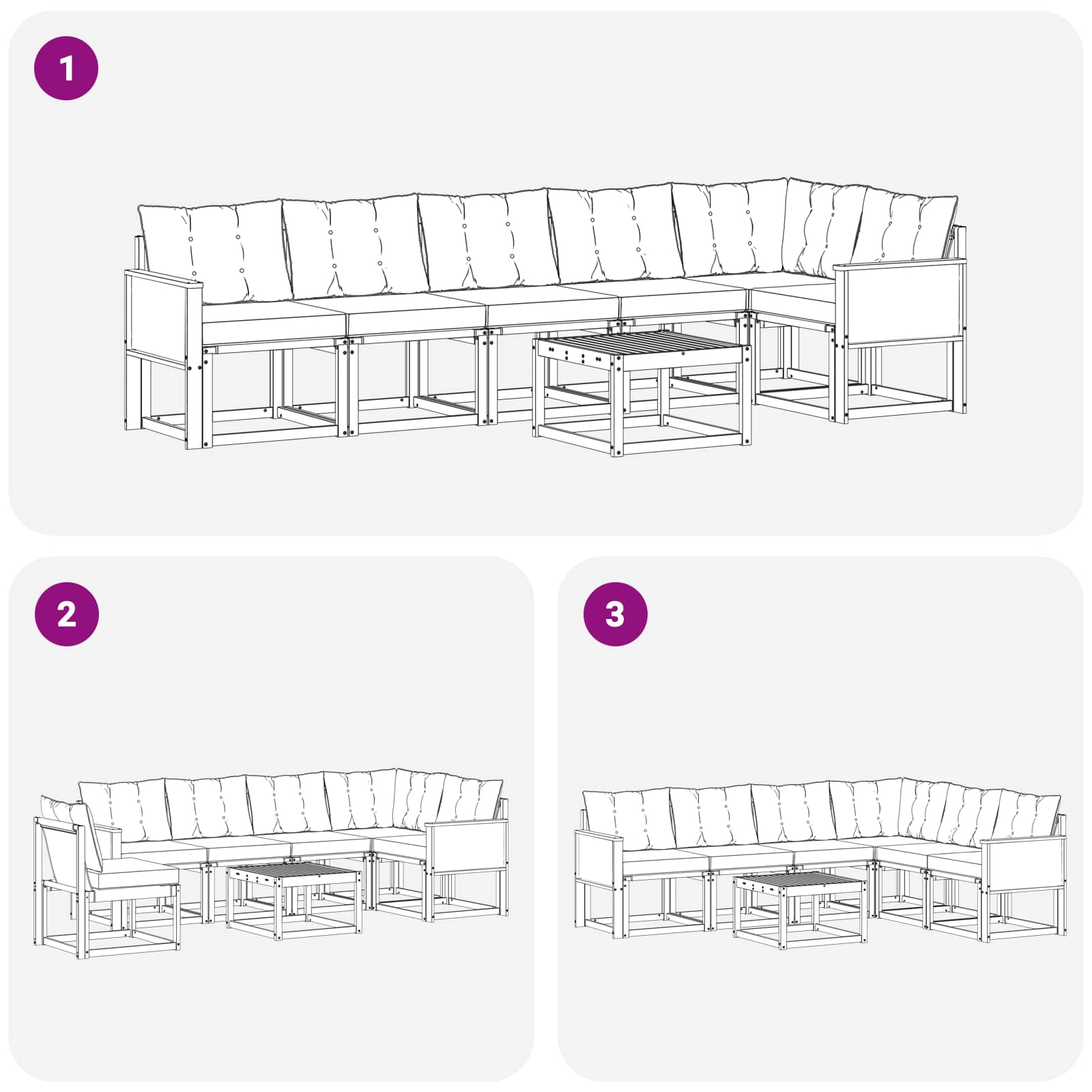 Udendørs sofagruppe med pude 7 pcs Naturlig og Beige