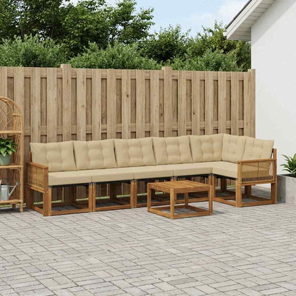 Udendørs sofagruppe med pude 7 pcs Naturlig og Beige