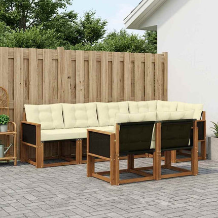 Udendørs sofagruppe med pude 7 pcs Naturlig og Fløde
