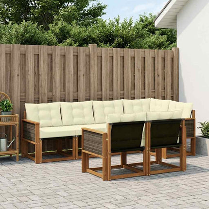 Udendørs sofagruppe med pude 7 pcs Naturlig og Fløde