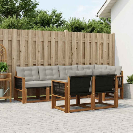 Udendørs sofagruppe med pude 7 pcs Naturfarvet og lysegrå