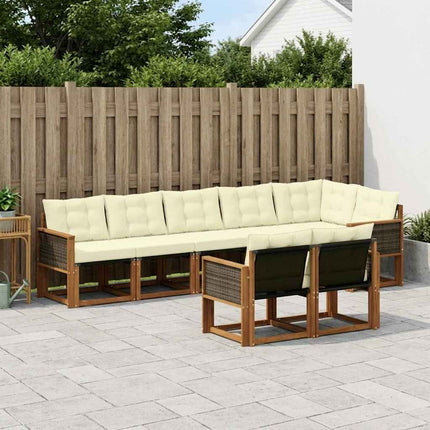 Udendørs sofagruppe med pude 8 pcs Naturlig og Fløde