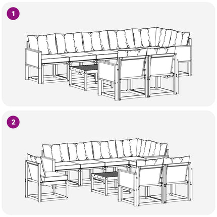 Udendørs sofagruppe med pude 9 pcs Naturlig og Beige