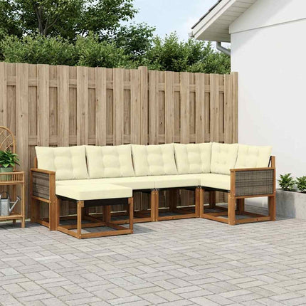 Udendørs sofagruppe med pude 6 pcs Naturlig og Fløde