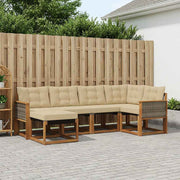 Udendørs sofagruppe med pude 6 pcs Naturlig og Beige