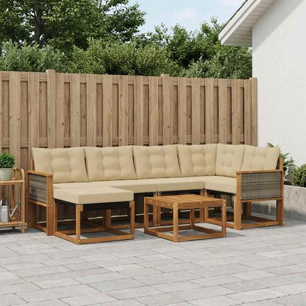 Udendørs sofagruppe med pude 7 pcs Naturlig og Beige