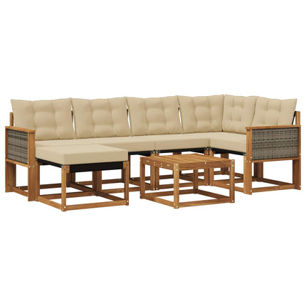 Udendørs sofagruppe med pude 7 pcs Naturlig og Beige