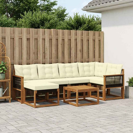 Udendørs sofagruppe med pude 7 pcs Naturlig og Fløde