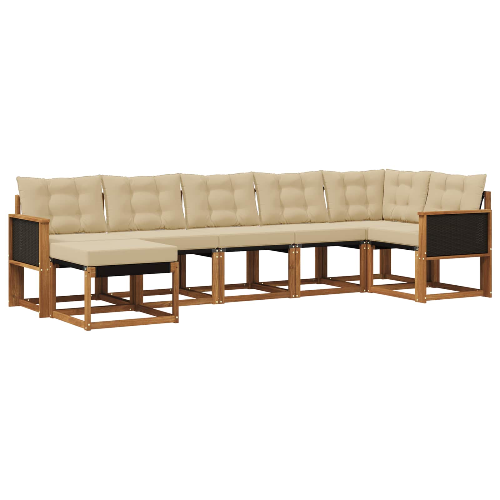 Udendørs sofagruppe med pude 7 pcs Naturlig og Beige