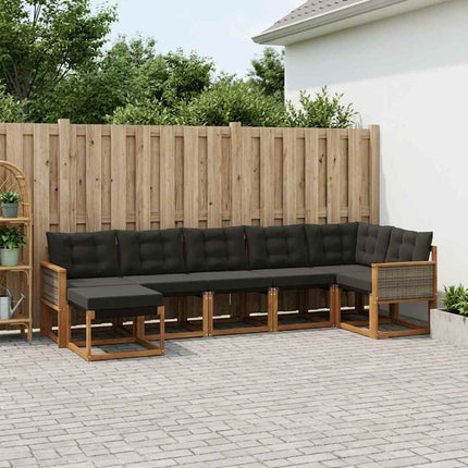 Udendørs sofagruppe med pude 7 pcs Naturfarvet og sort