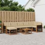 Udendørs sofagruppe med pude 8 pcs Naturlig og Beige