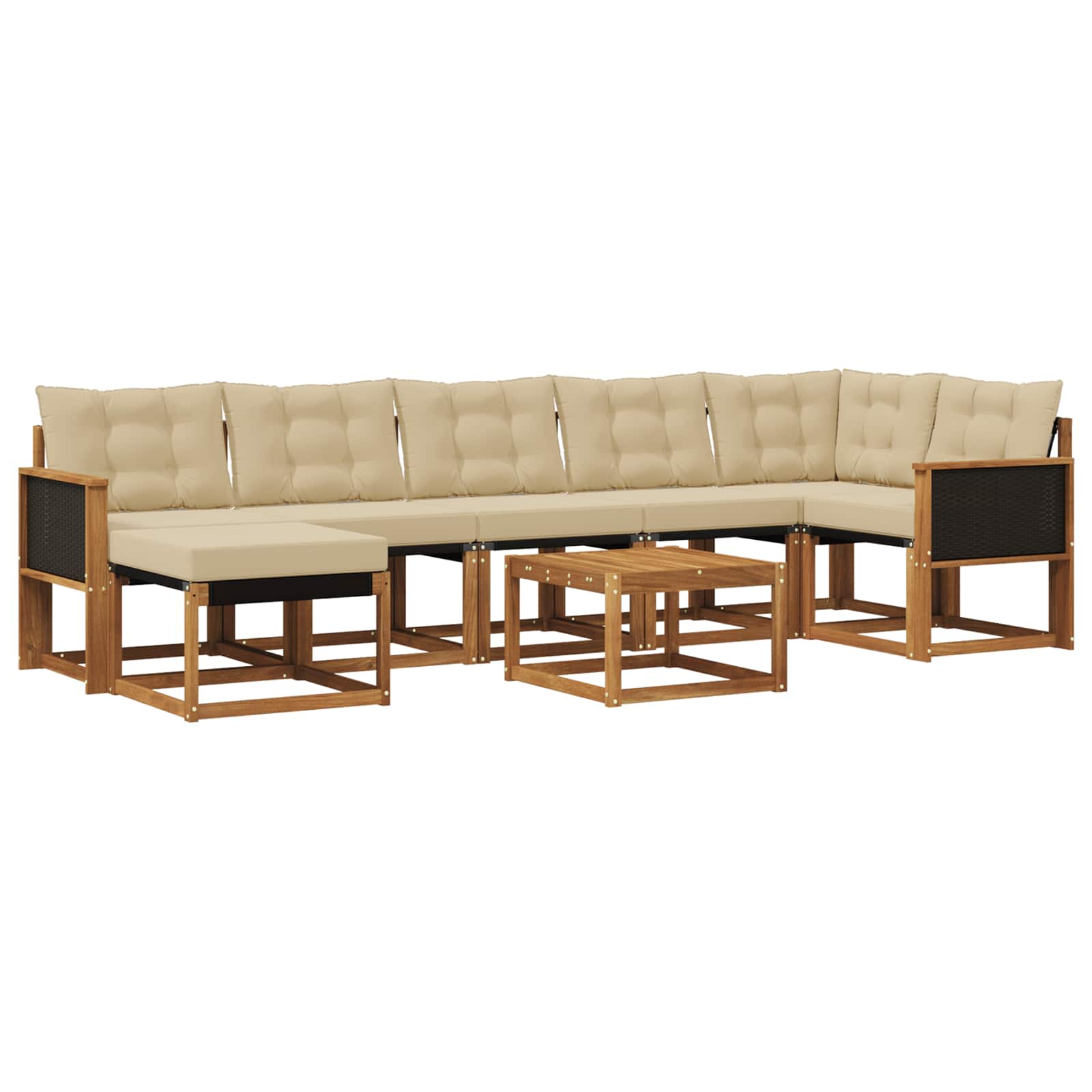 Udendørs sofagruppe med pude 8 pcs Naturlig og Beige