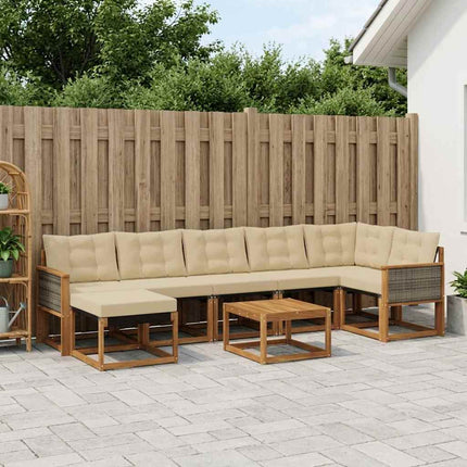 Udendørs sofagruppe med pude 8 pcs Naturlig og Beige