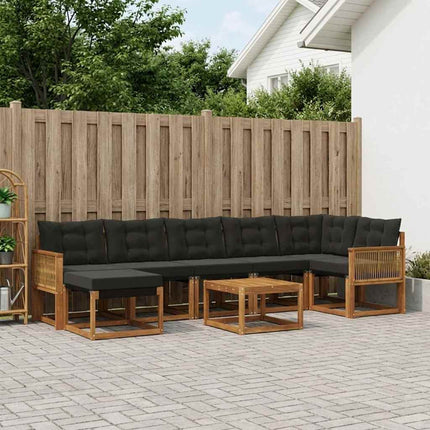 Udendørs sofagruppe med pude 8 pcs Naturfarvet og sort