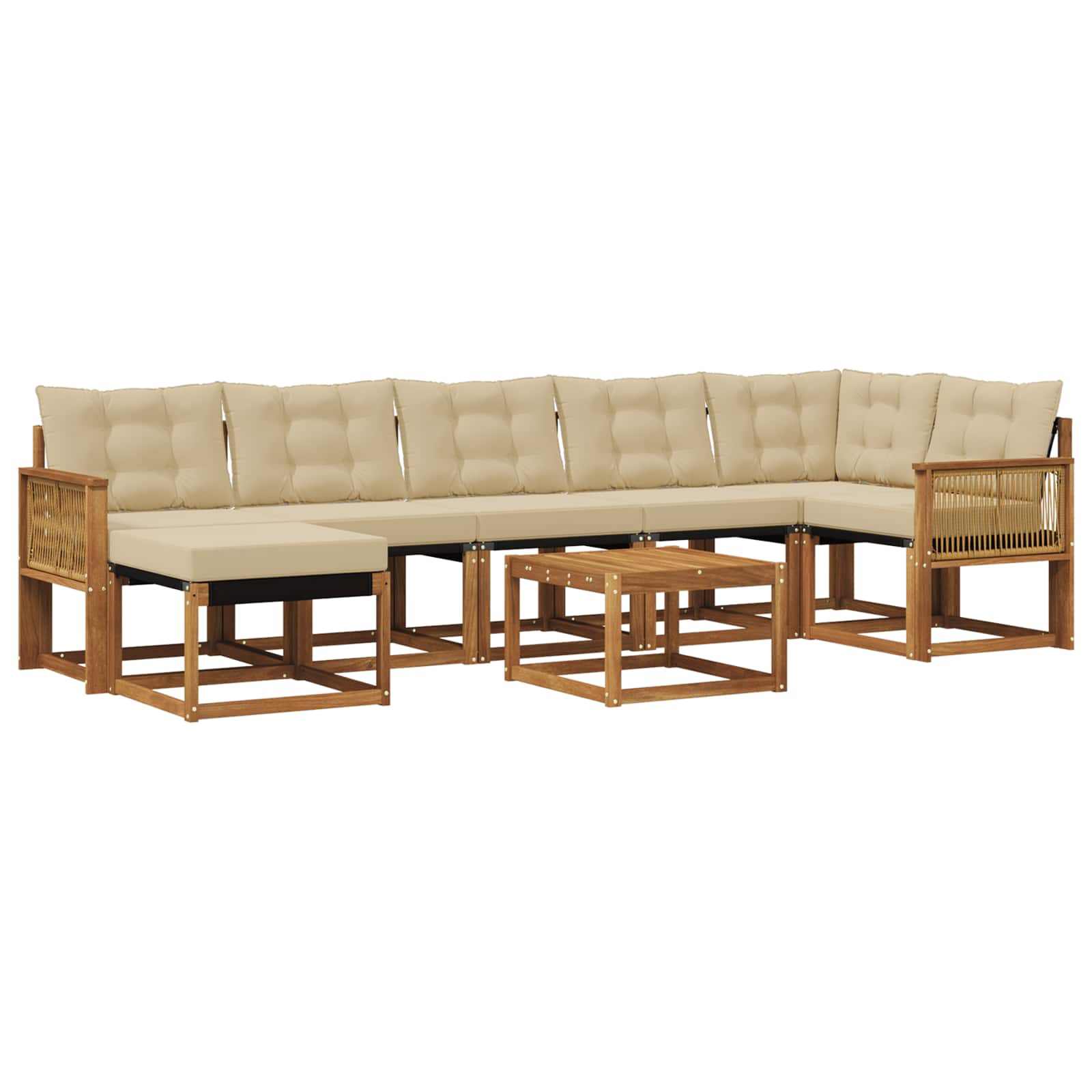 Udendørs sofagruppe med pude 8 pcs Naturlig og Beige