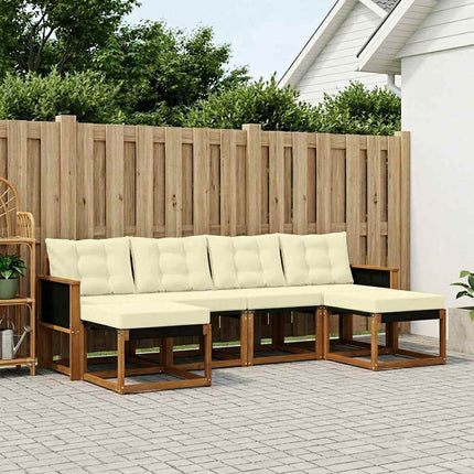 Udendørs sofagruppe med pude 6 pcs Naturlig og Fløde