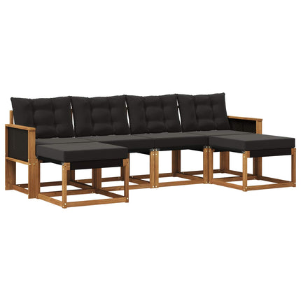 Udendørs sofagruppe med pude 6 pcs Naturfarvet og sort