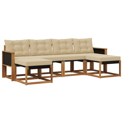 Udendørs sofagruppe med pude 6 pcs Naturlig og Beige