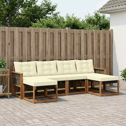 Udendørs sofagruppe med pude 6 pcs Naturlig og Fløde