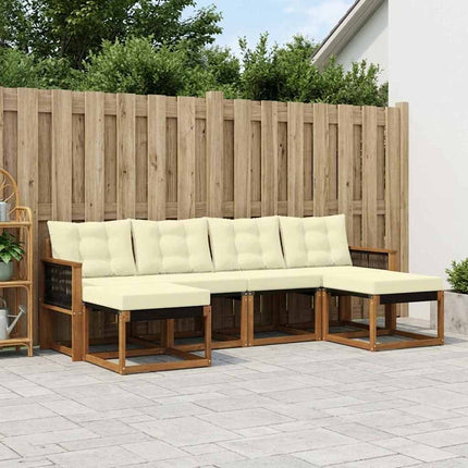 Udendørs sofagruppe med pude 6 pcs Naturlig og Fløde