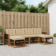 Udendørs sofagruppe med pude 6 pcs Naturlig og Beige